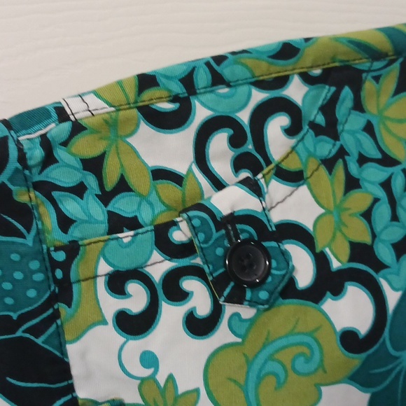 Ann Taylor floral print flat front shorts - 4 - blues & greens - Picture 2 of 5